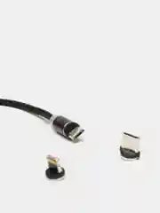 Черный магнитный кабель для зарядки Type-C, Lightning (Apple), Micro USB