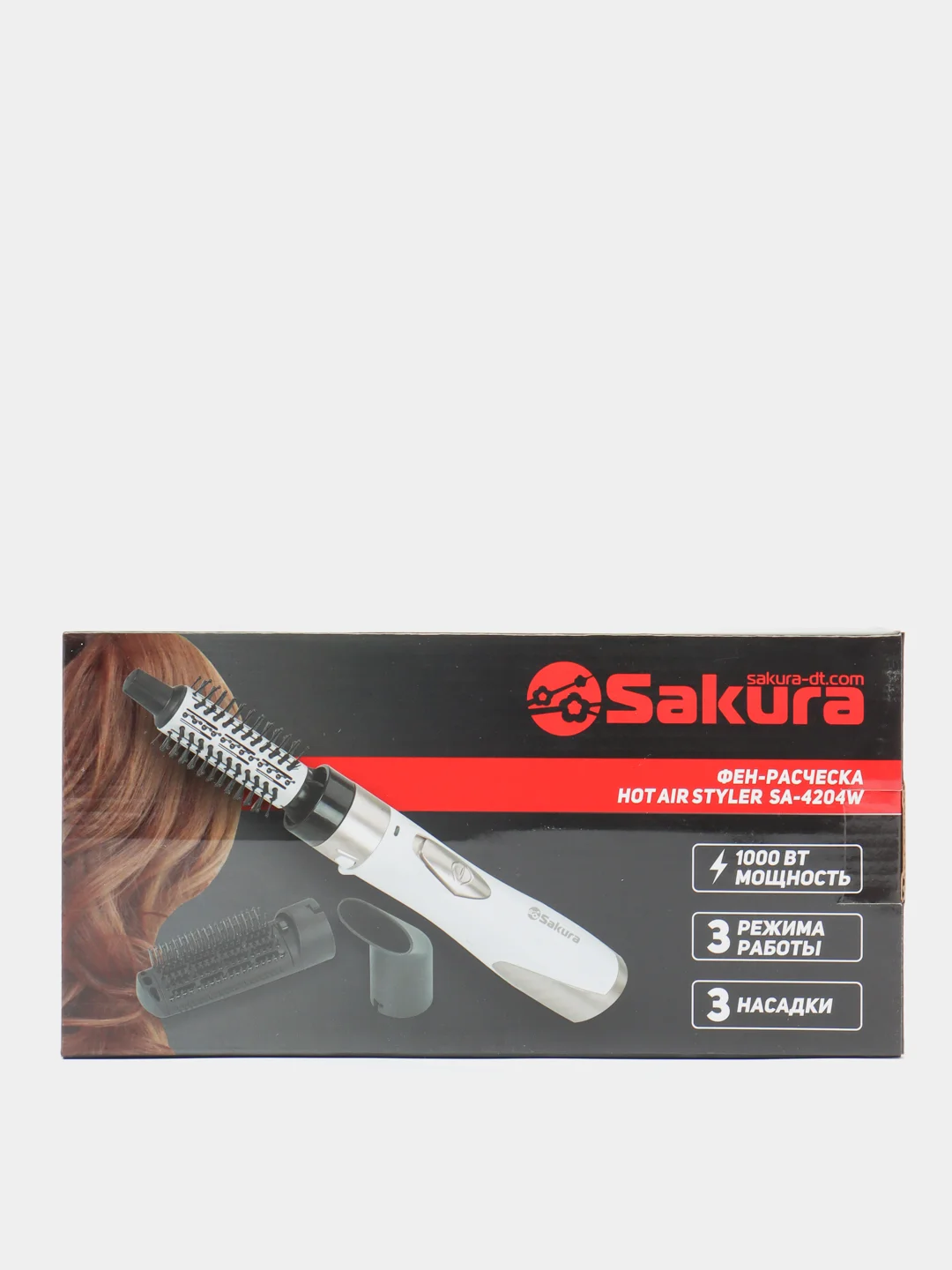 Белый фен-расческа Sakura SA-4204W, 1000Вт