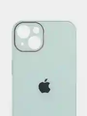 Мятный чехол силиконовый со стеклянной панелью для iPhone 13