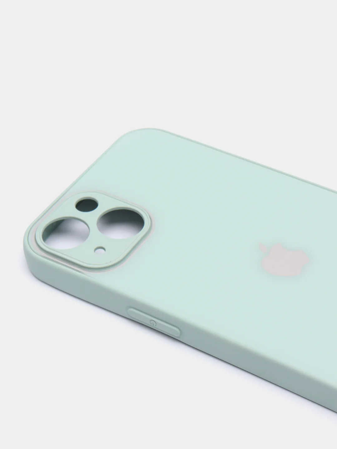 Мятный чехол силиконовый со стеклянной панелью для iPhone 13