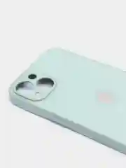Мятный чехол силиконовый со стеклянной панелью для iPhone 13