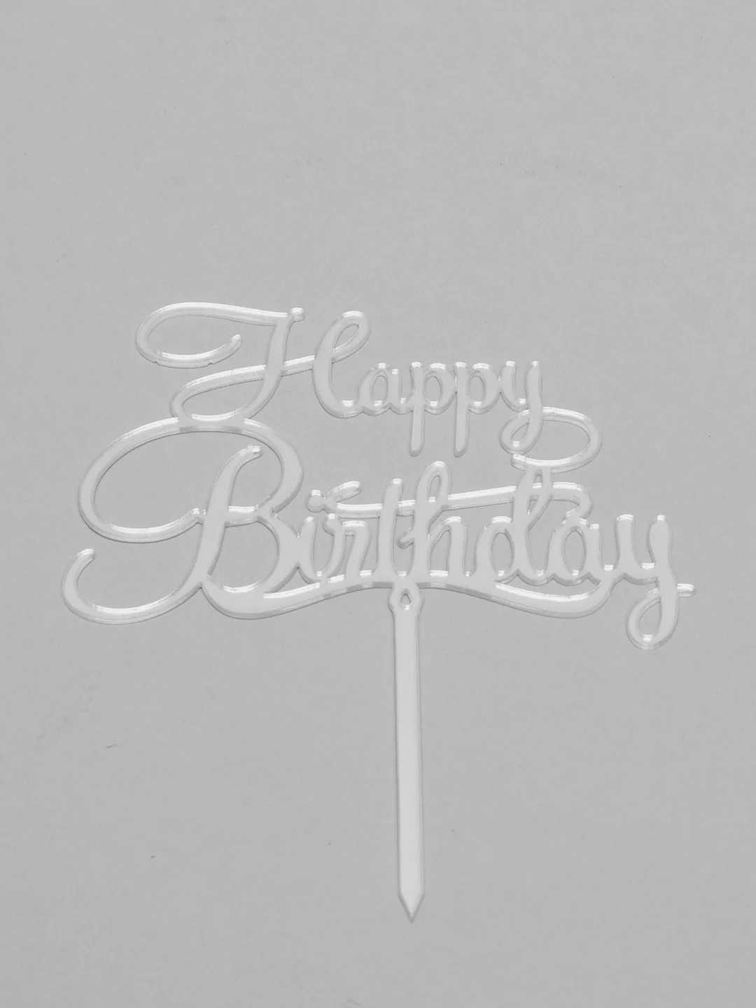 Серый топпер для торта Happy Birthday
