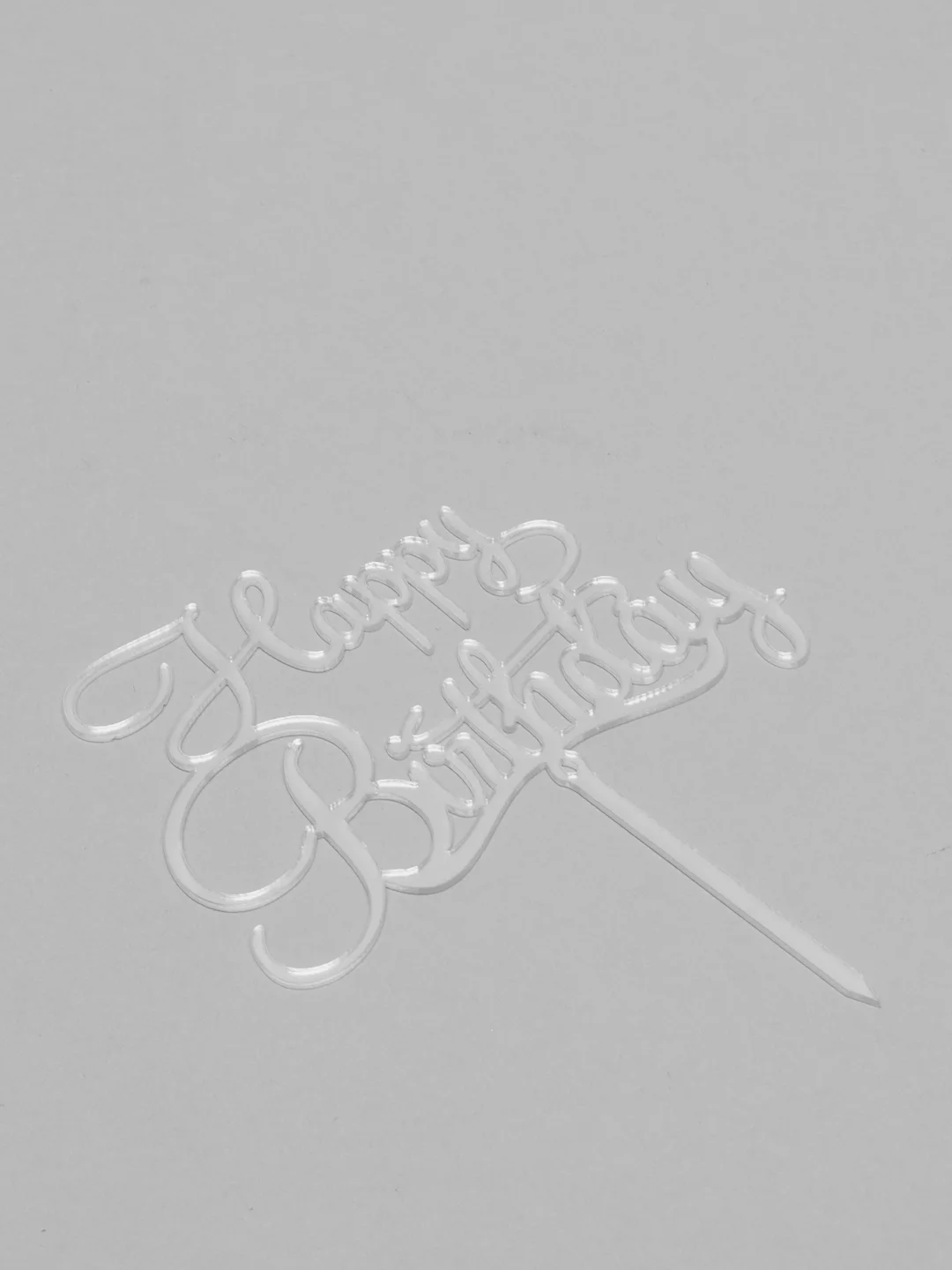 Серый топпер для торта Happy Birthday