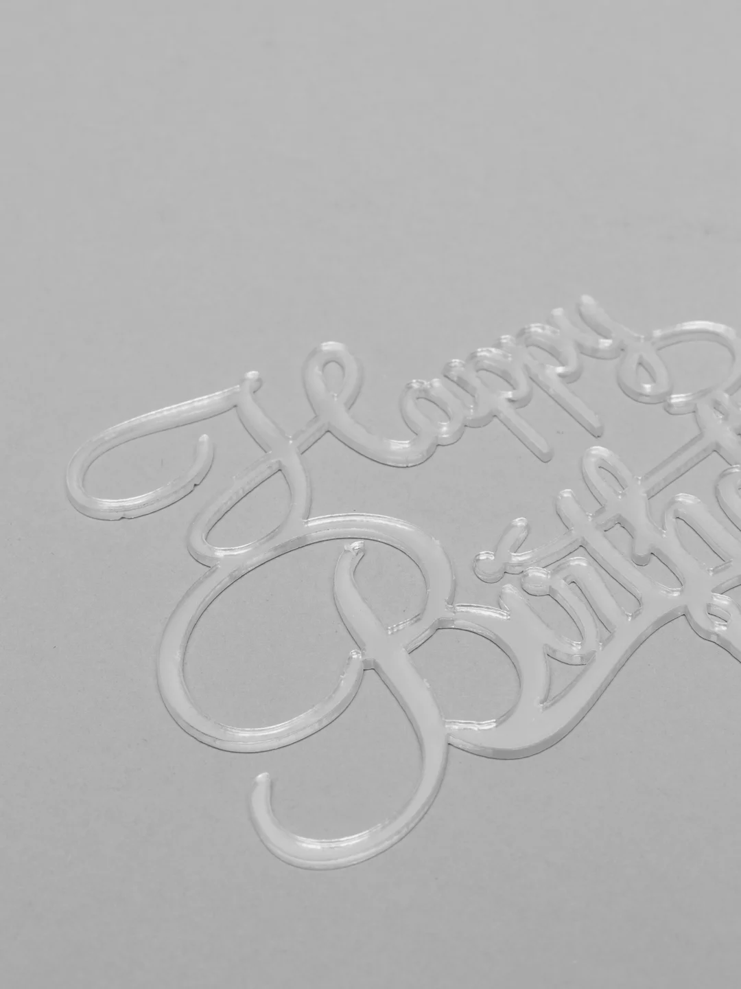 Серый топпер для торта Happy Birthday