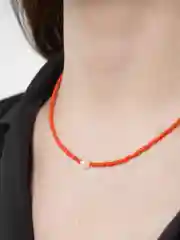 Красный чокер из жемчуга и бисера/ колье/ цепочка/ нитка из бисера