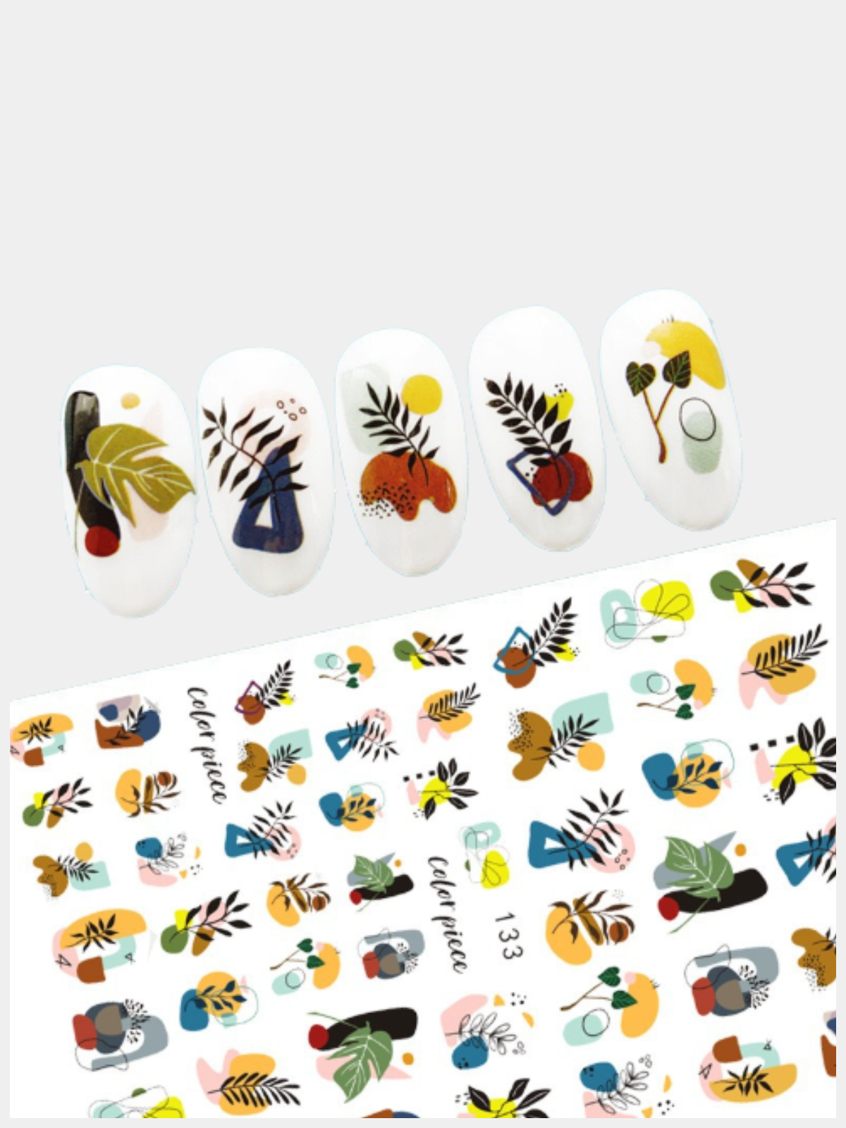 Новогодние 3D наклейки-стикеры на прозрачной основе для дизайна ногтей