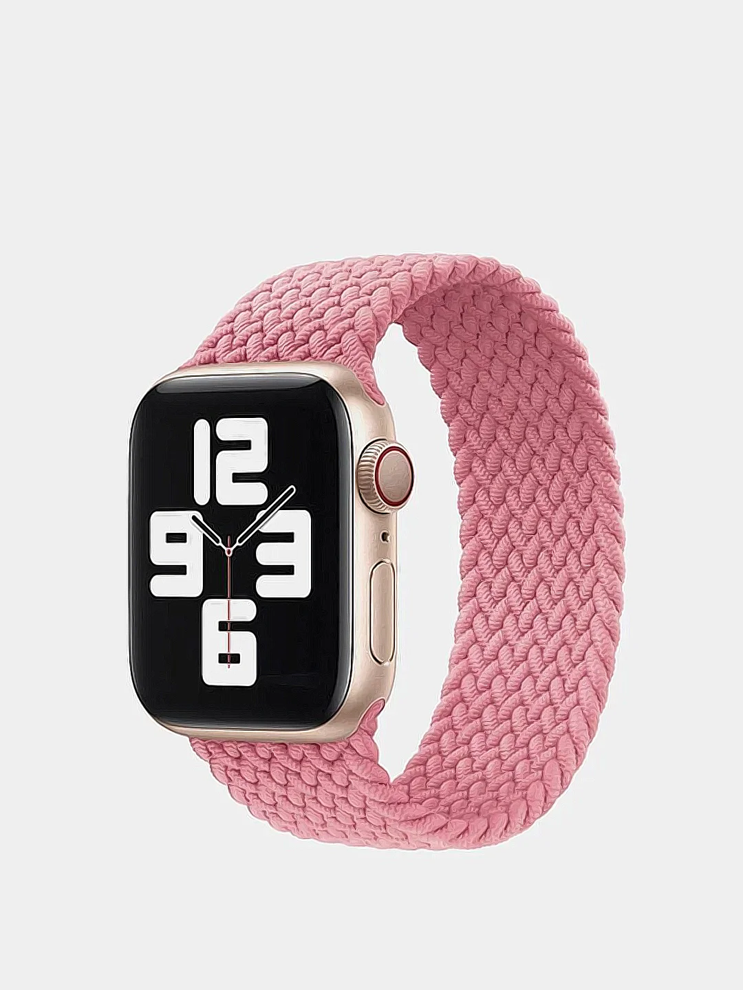 Розовый нейлоновый ремешок для Apple Watch плетёный монобраслет
