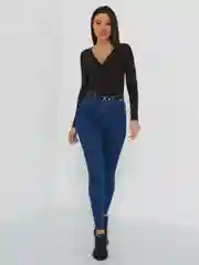Синий джинсы skinny женские зауженные, с высокой посадкой