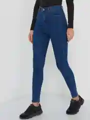 Синий джинсы skinny женские зауженные, с высокой посадкой