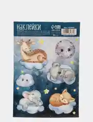 Синий меланж наклейки-стикеры для ежедневника.  Бумажные наклейки для творчества, 72 вида