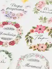 Коралловый наклейки-стикеры для ежедневника и букета / Наклейки на подарок