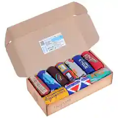 Красный подарочный набор мужских носков с рисунками, 10 пар в коробке