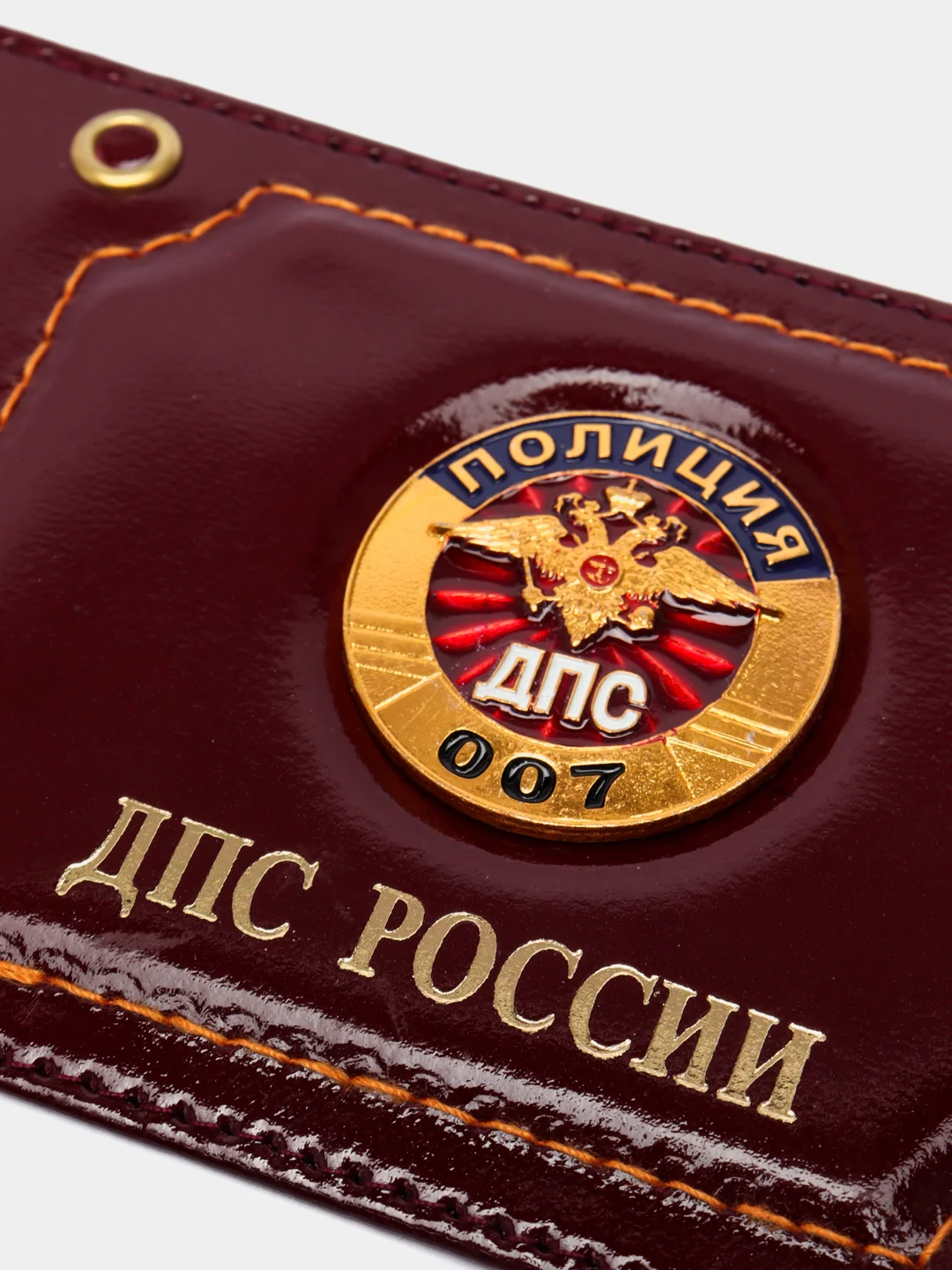 Бордовый обложка для удостоверения "ДПС России" с металл. гербом (нат. кожа)
