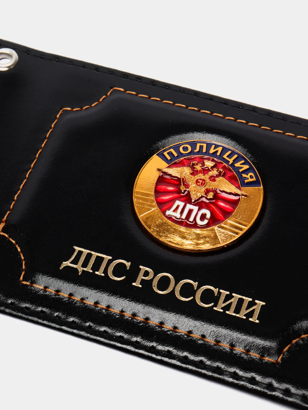 Бордовый обложка для удостоверения "ДПС России" с металл. гербом (нат. кожа)