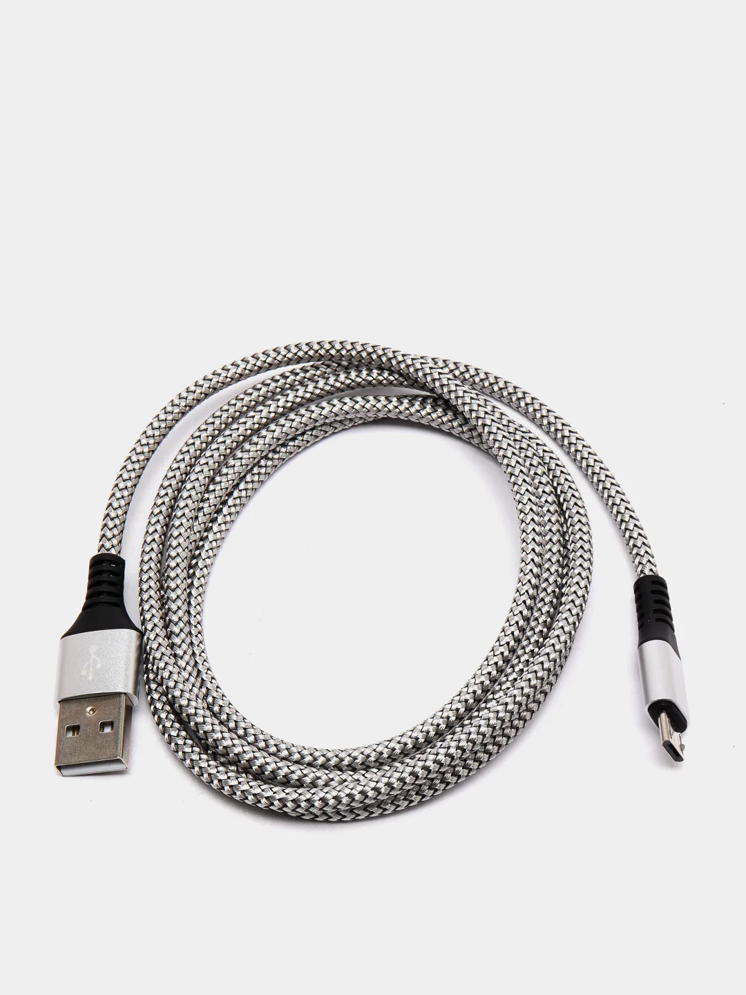 Серебряный кабель для зарядки телефона Micro-USB