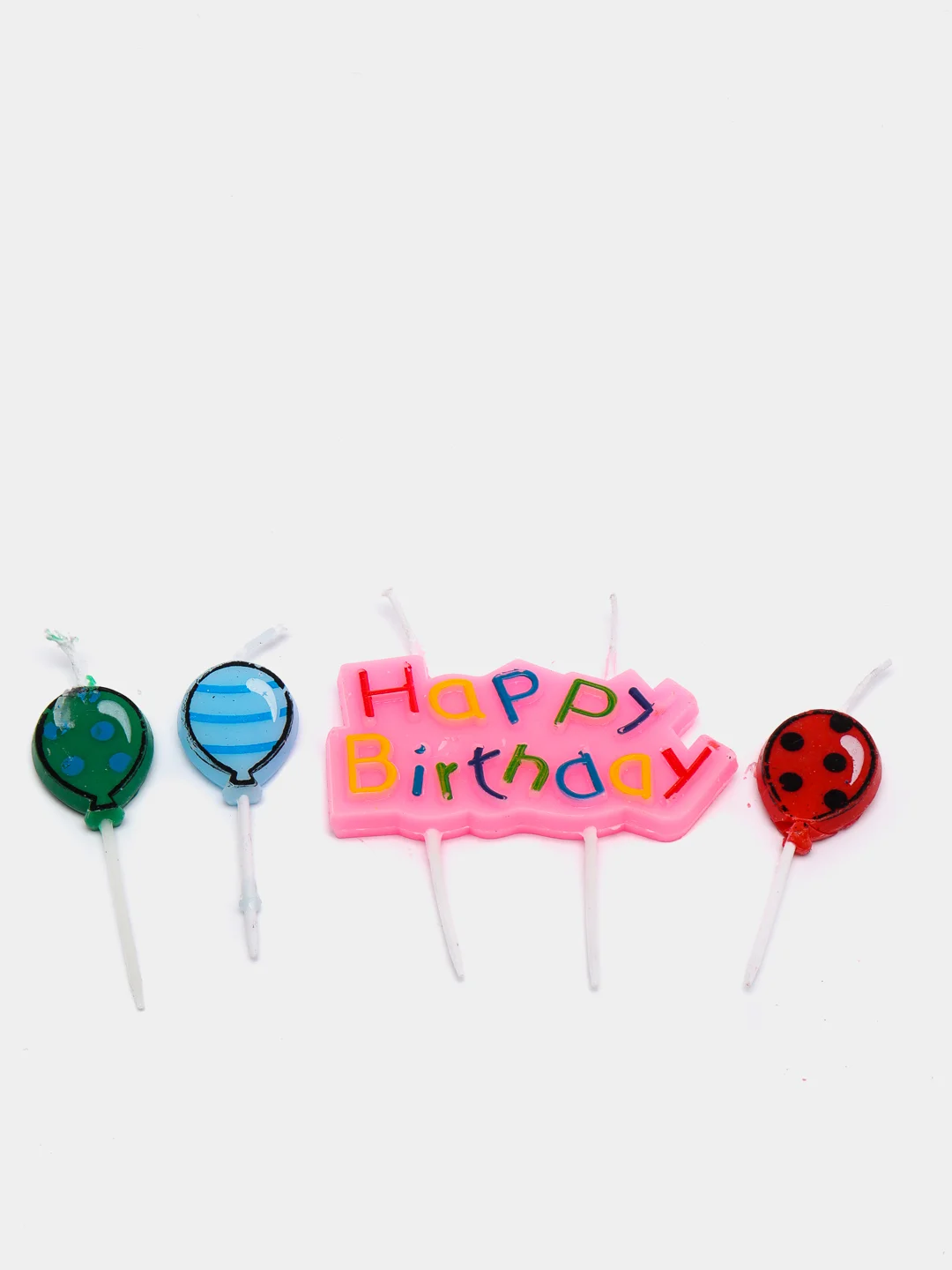 Розовый набор цветных свечей Happy B-Day, с 4 шарами