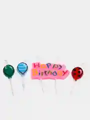 Розовый набор цветных свечей Happy B-Day, с 4 шарами