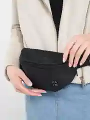 Черный сумка на пояс однотонная, 4 цвета