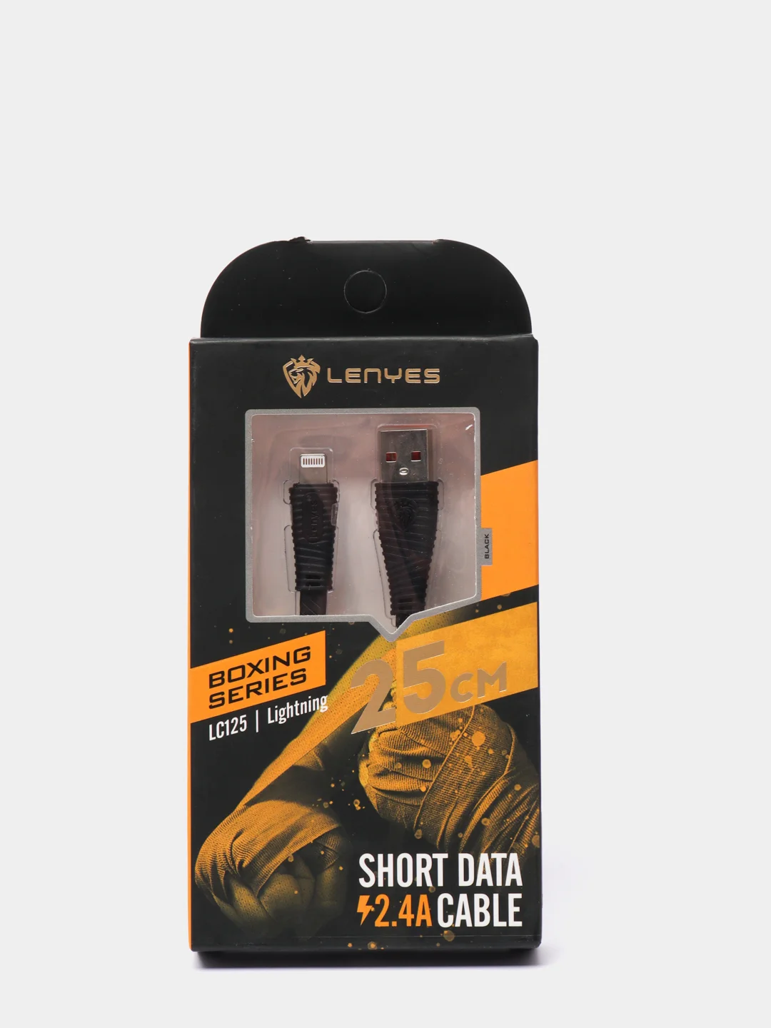 Черный кабель для зарядки LENYES LC 25см Lightning , Type-C, micro-USB