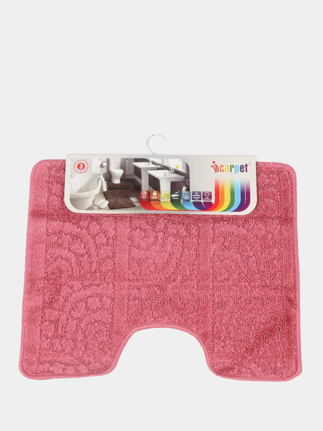 Кораллово-розовый коврик для туалета Icarpet "Актив", 50 х 60