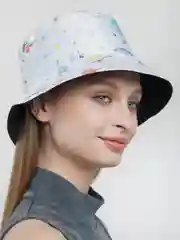 Белый панама летняя двухсторонняя с принтом "Грибы"