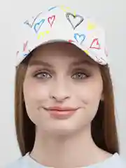 Белый бейсболка хлопковая, с принтом