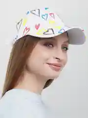 Белый бейсболка хлопковая, с принтом