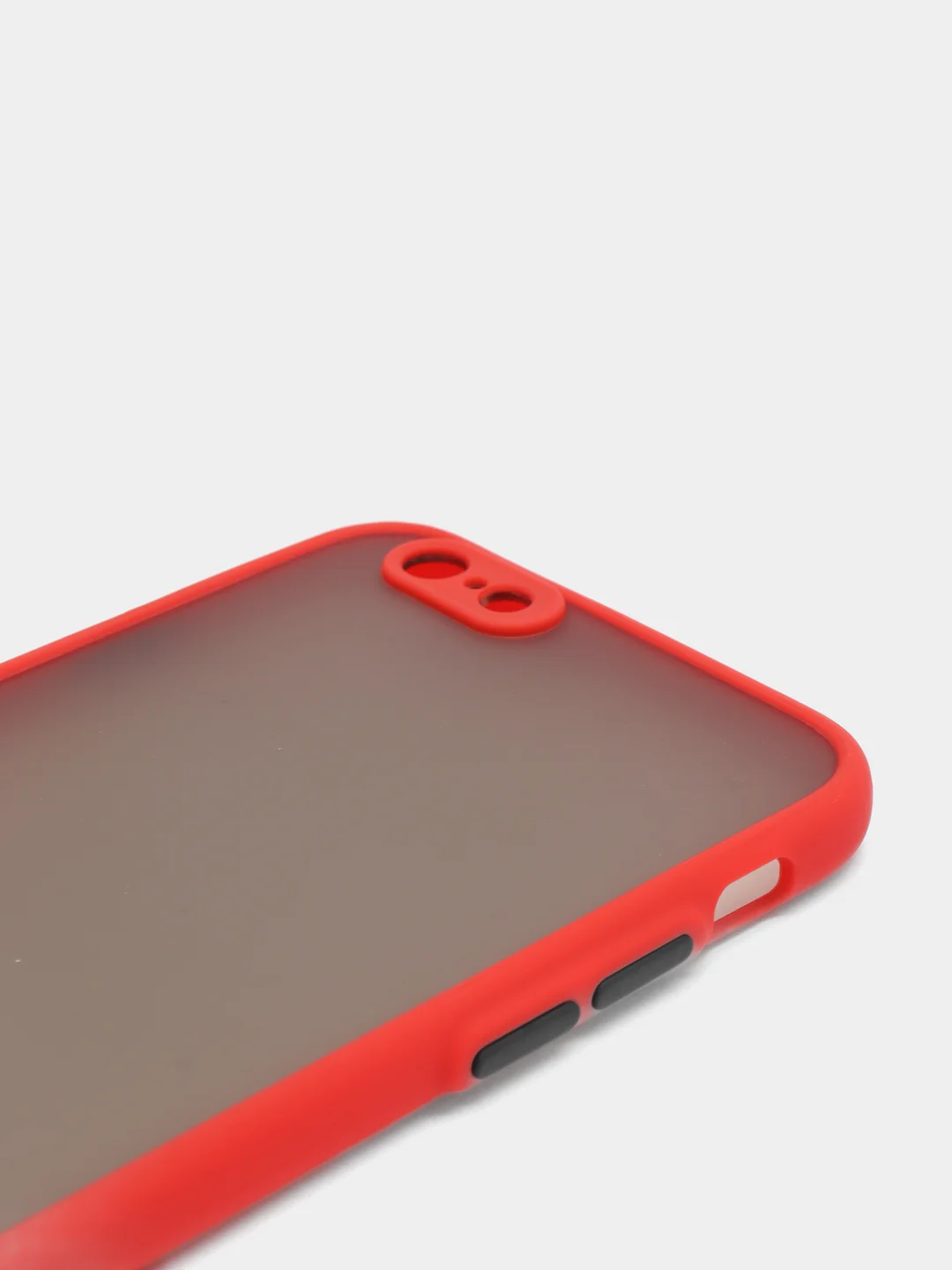 Красный чехол матовый полупрозрачный с цветными кнопками на iPhone 6, 6s