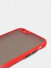 Красный чехол матовый полупрозрачный с цветными кнопками на iPhone 6, 6s