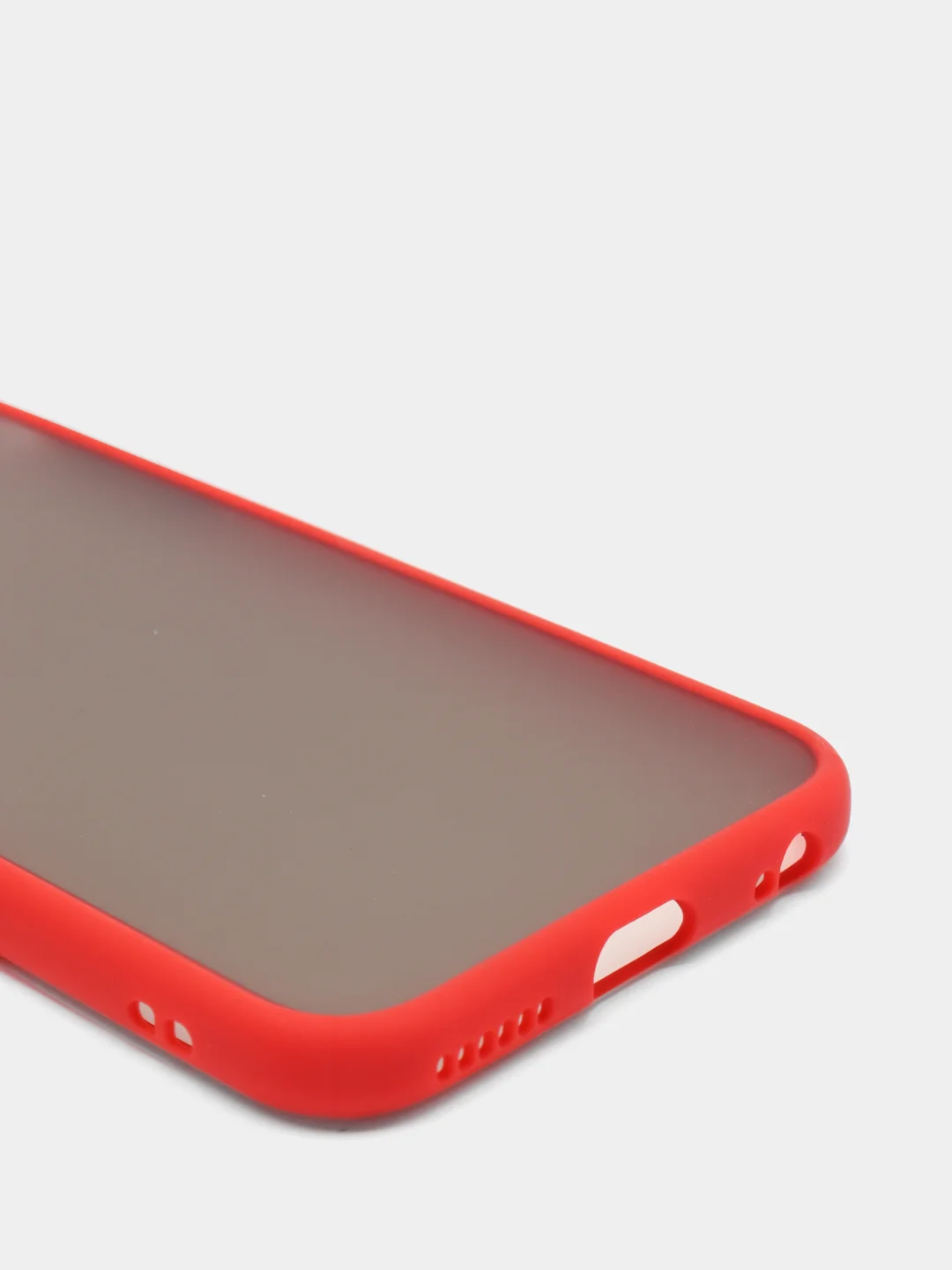 Красный чехол матовый полупрозрачный с цветными кнопками на iPhone 6, 6s