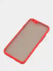 Красный чехол матовый полупрозрачный с цветными кнопками на iPhone 6, 6s