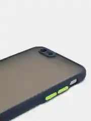 Темно-синий чехол матовый полупрозрачный с цветными кнопками на iPhone 6, 6s