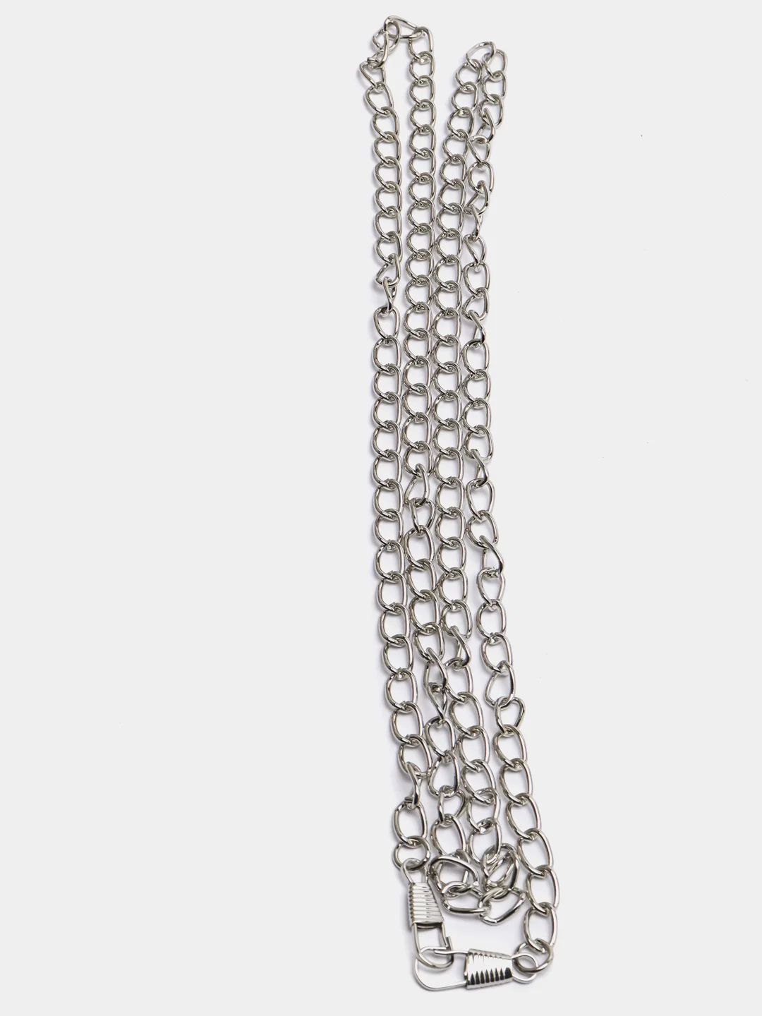Серебряный цепь с карабинами для сумки, 110 см