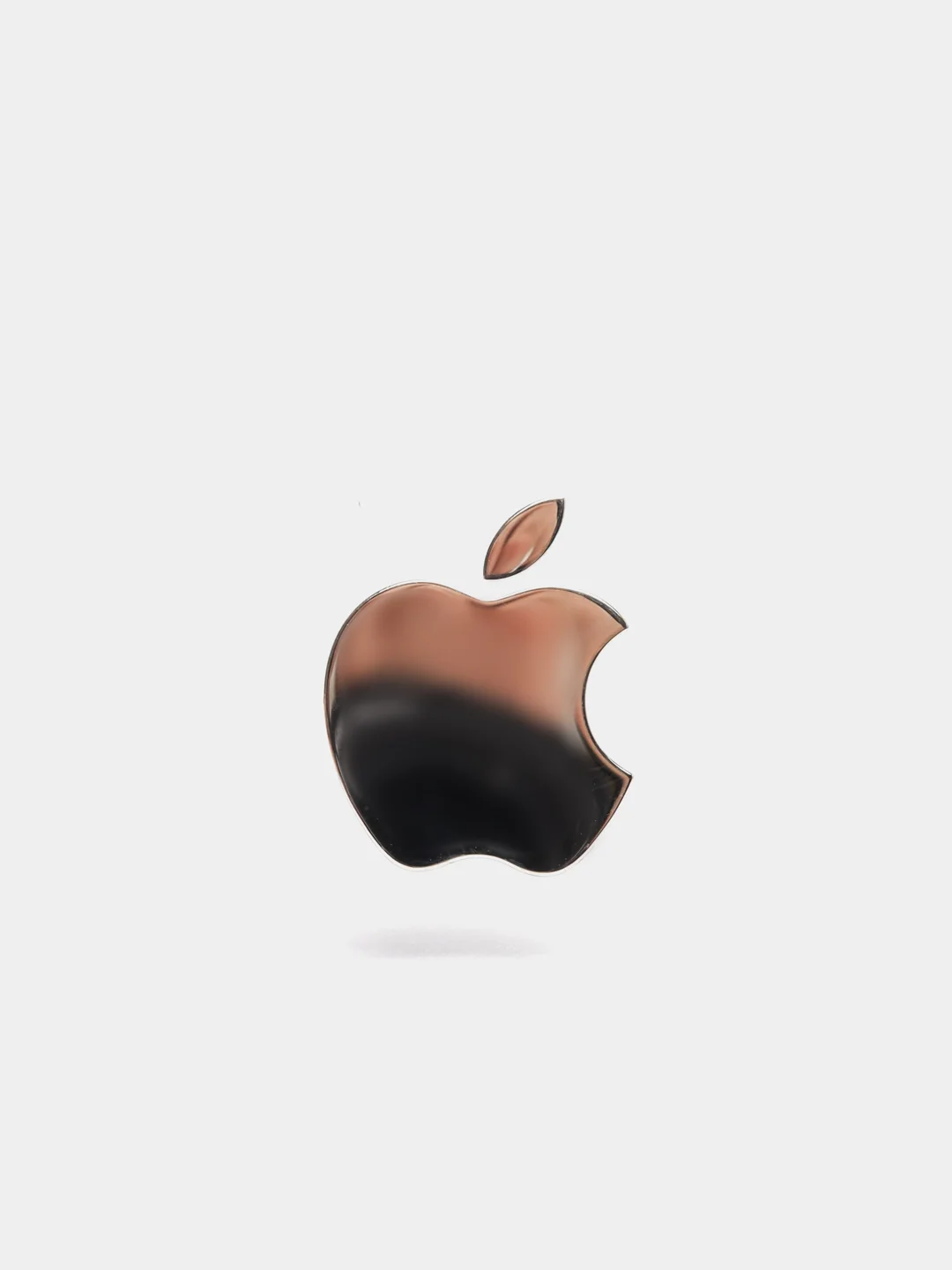 Серебряный металлическая наклейка-стикер "Яблоко iPhone" на телефон