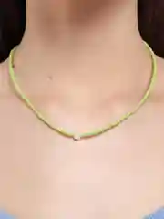 Салатовый чокер из жемчуга и бисера/ колье/ цепочка/ нитка из бисера
