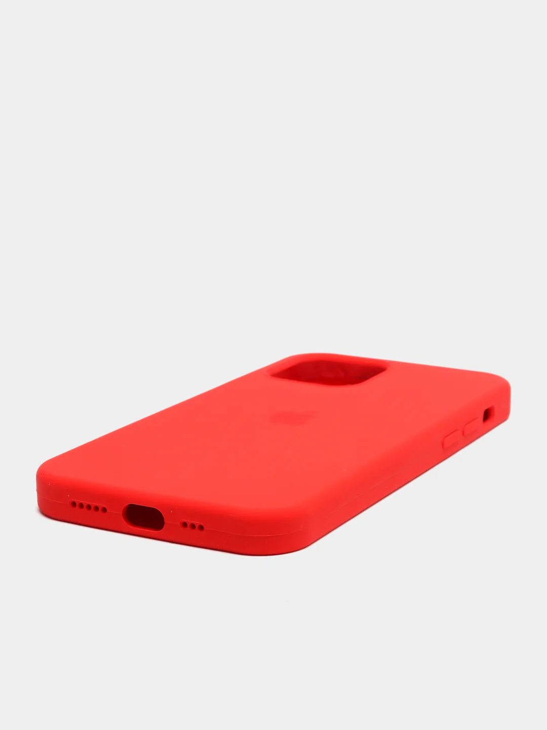 Красный чехол для iPhone 12 / 12 Pro (6.1") Silicone Case закрытый низ с логотипом