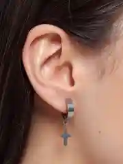 Серебряный серьги с подвеской "Крест"