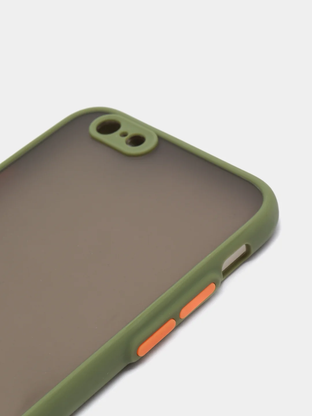 Лесной зеленый чехол матовый полупрозрачный с цветными кнопками на iPhone 6, 6s