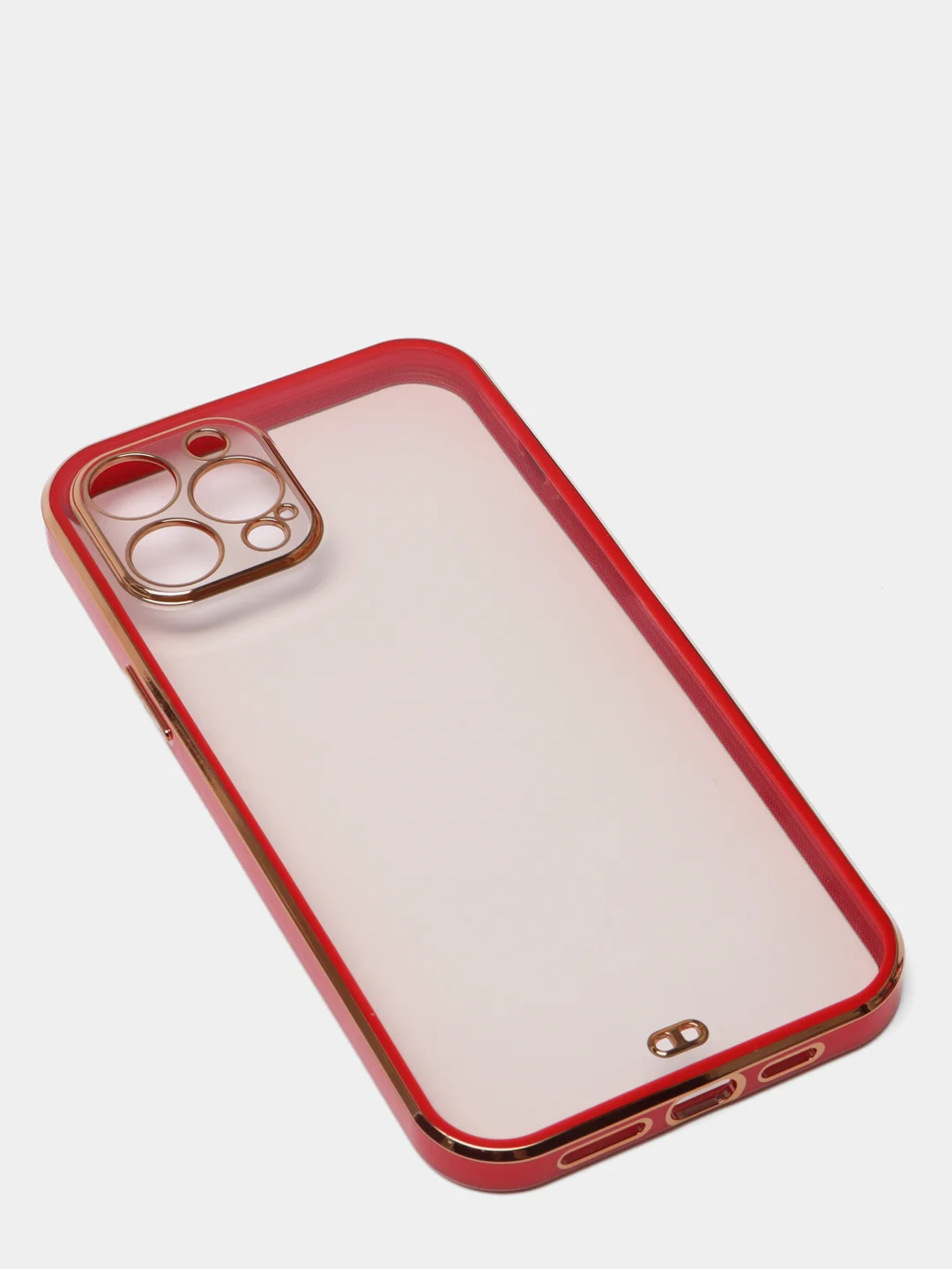 Красный чехол прозрачный с золотыми краями iPhone 12 Pro Max