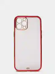 Красный чехол прозрачный с золотыми краями iPhone 12 Pro Max