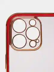 Красный чехол прозрачный с золотыми краями iPhone 12 Pro Max