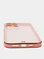Розовый чехол прозрачный с золотыми краями iPhone 12 Pro Max
