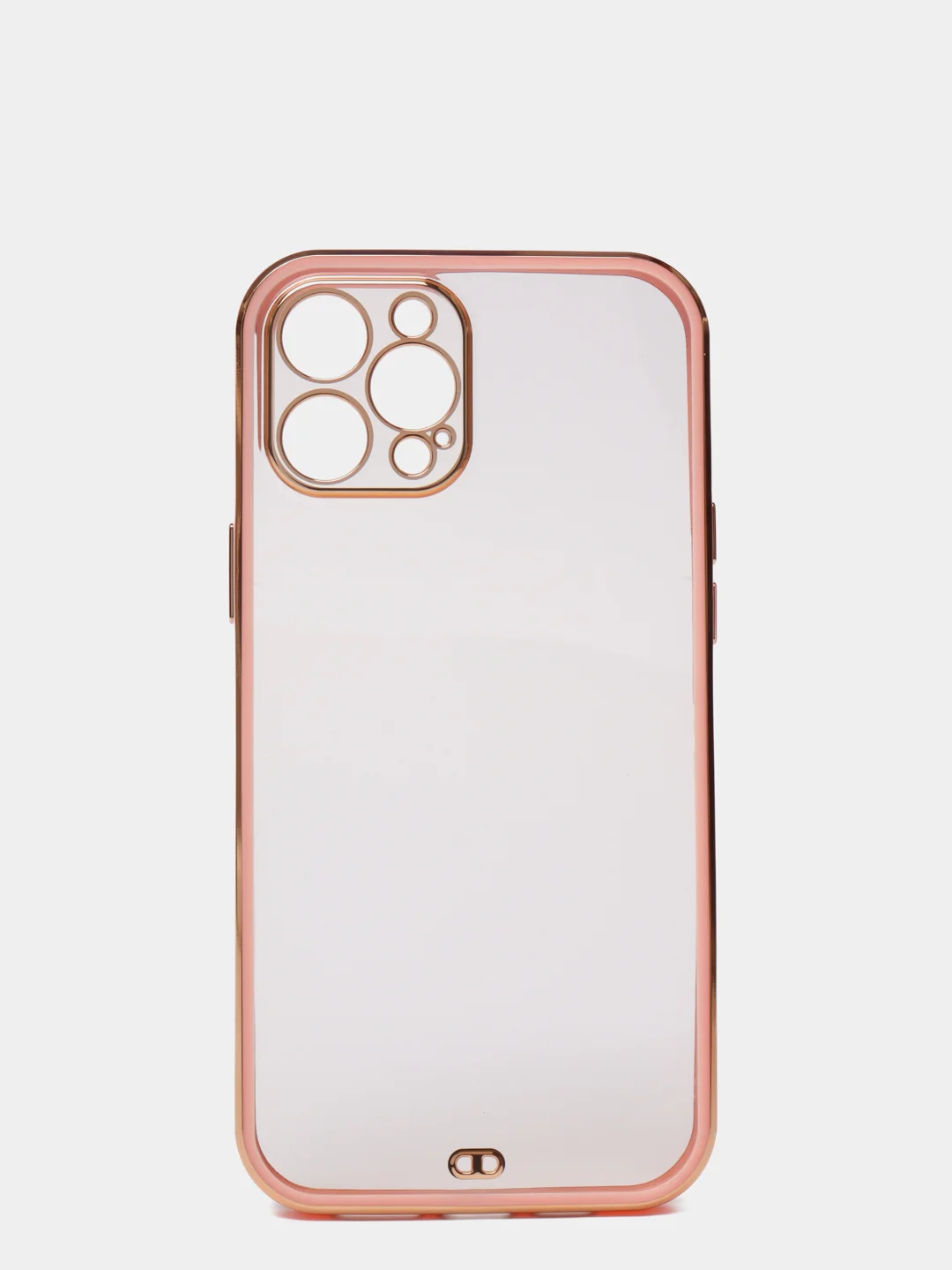 Розовый чехол прозрачный с золотыми краями iPhone 12 Pro Max