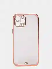 Розовый чехол прозрачный с золотыми краями iPhone 12 Pro Max