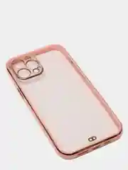 Розовый чехол прозрачный с золотыми краями iPhone 12 Pro Max