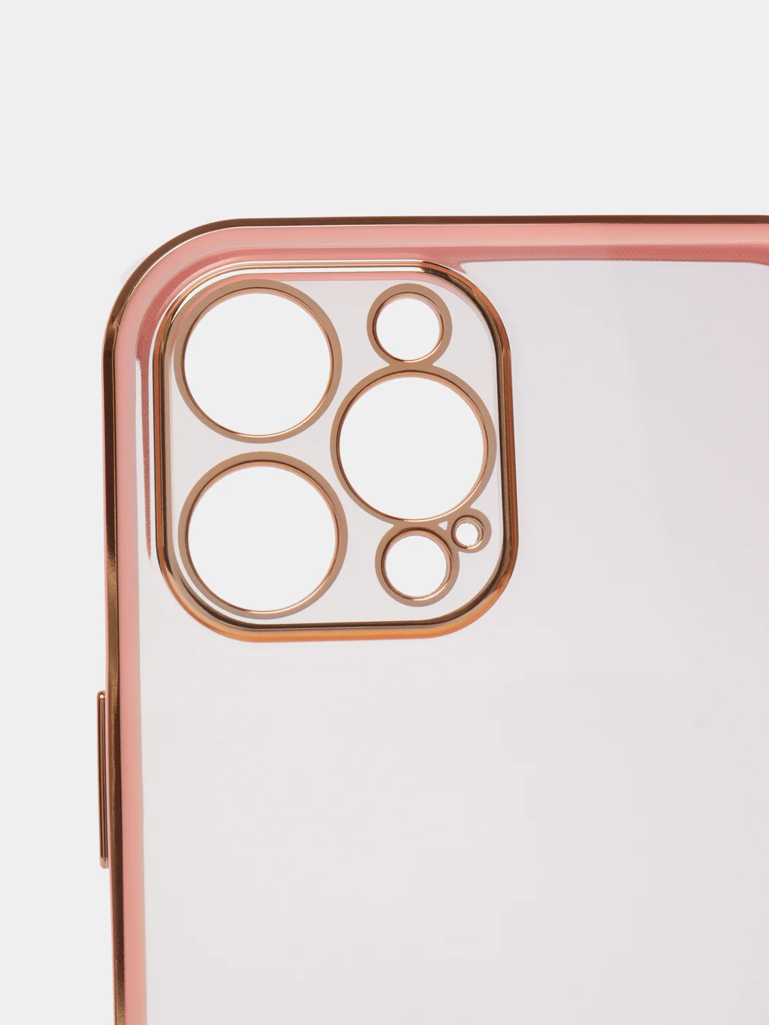 Розовый чехол прозрачный с золотыми краями iPhone 12 Pro Max