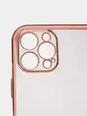 Розовый чехол прозрачный с золотыми краями iPhone 12 Pro Max