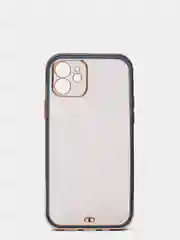 Синий чехол силиконовый с золотым ободком iPhone 12