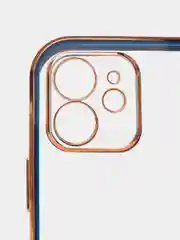 Синий чехол силиконовый с золотым ободком iPhone 12