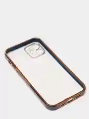 Синий чехол силиконовый с золотым ободком iPhone 12